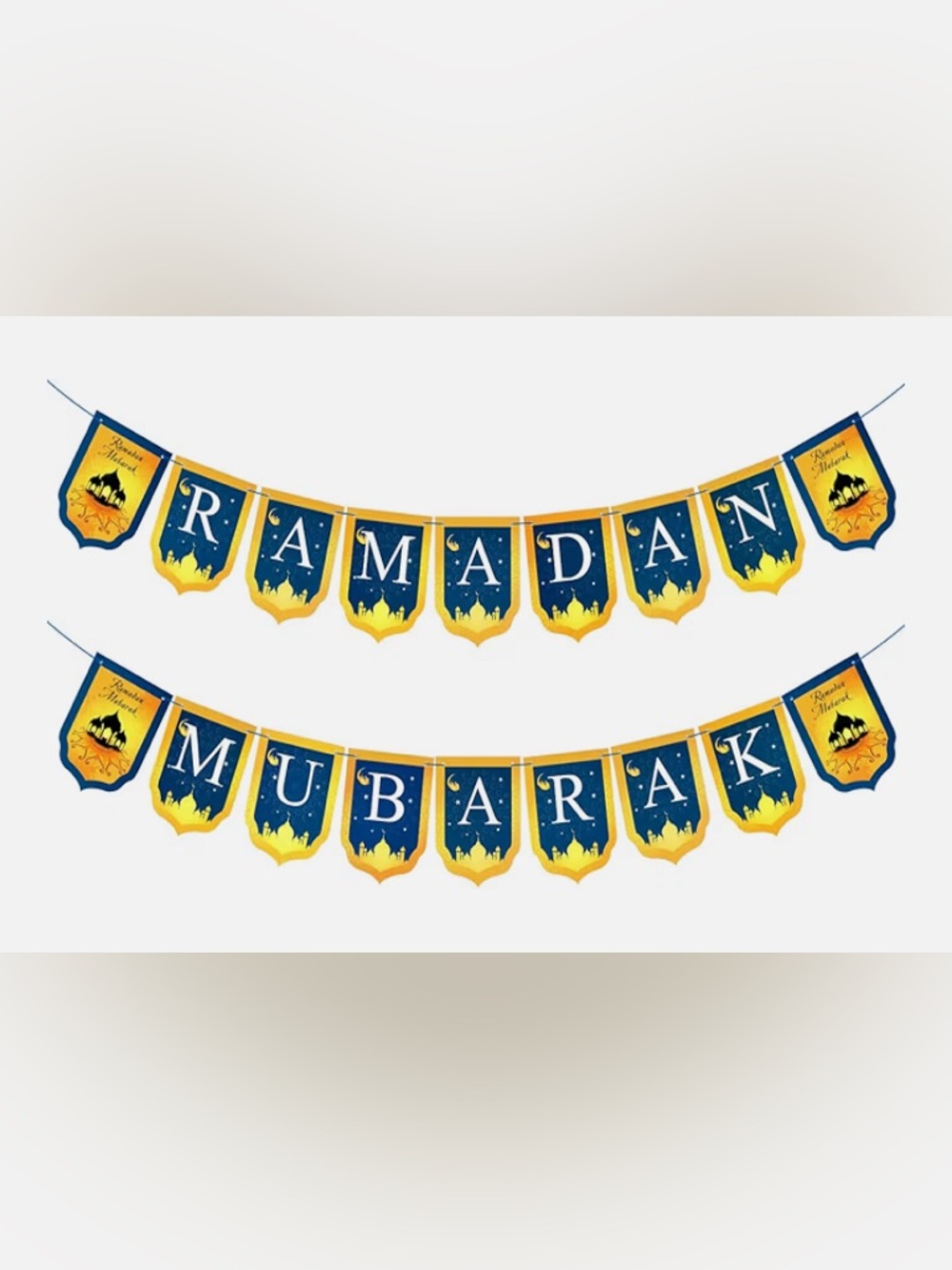 Ramadan Mubarak Blue and Gold Party Banner Garland